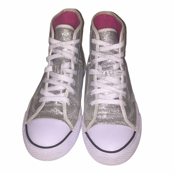 JoJo Siwa Other - JOJO SIWA Silver Sparkle Hightops Shoes Size 4.5